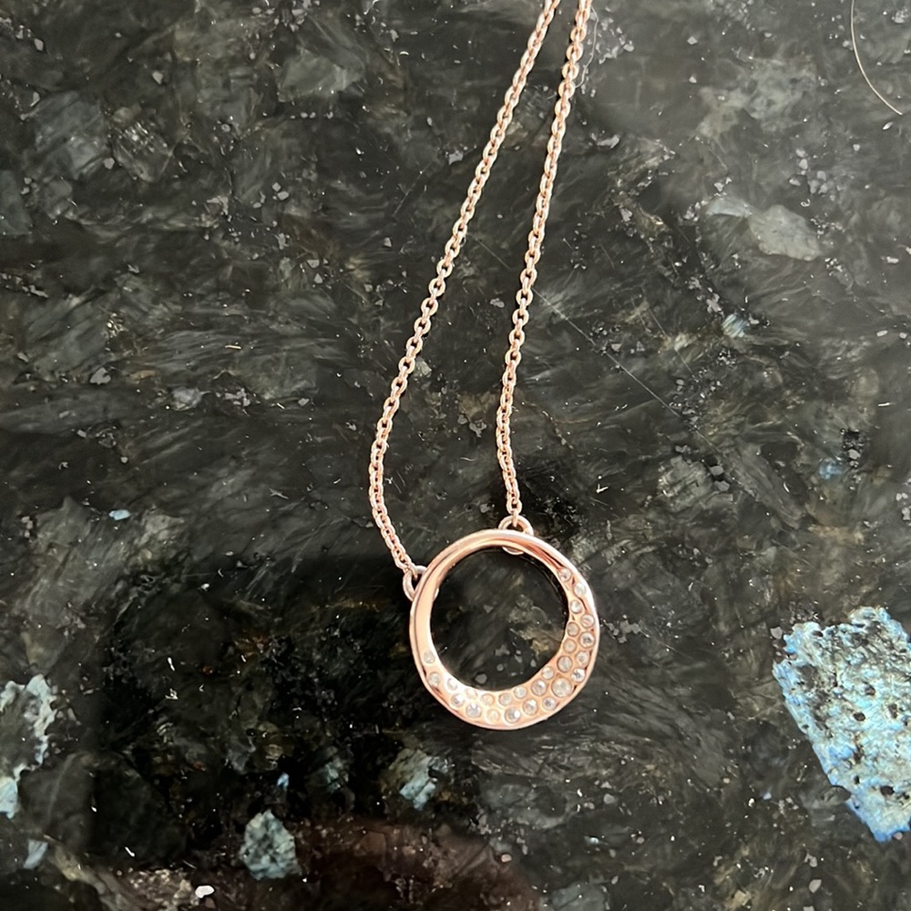 Alexis Bittar Rose Gold necklace with stones, adjustable chain.